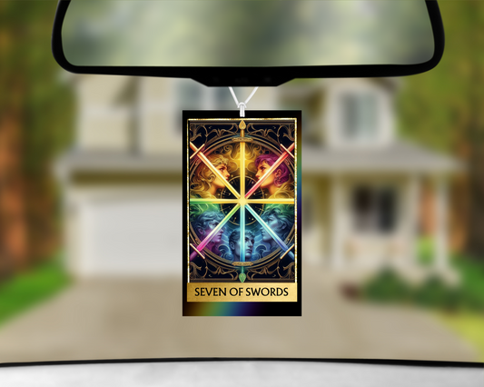 Seven Of Swords Tarot Card Car Air Freshener