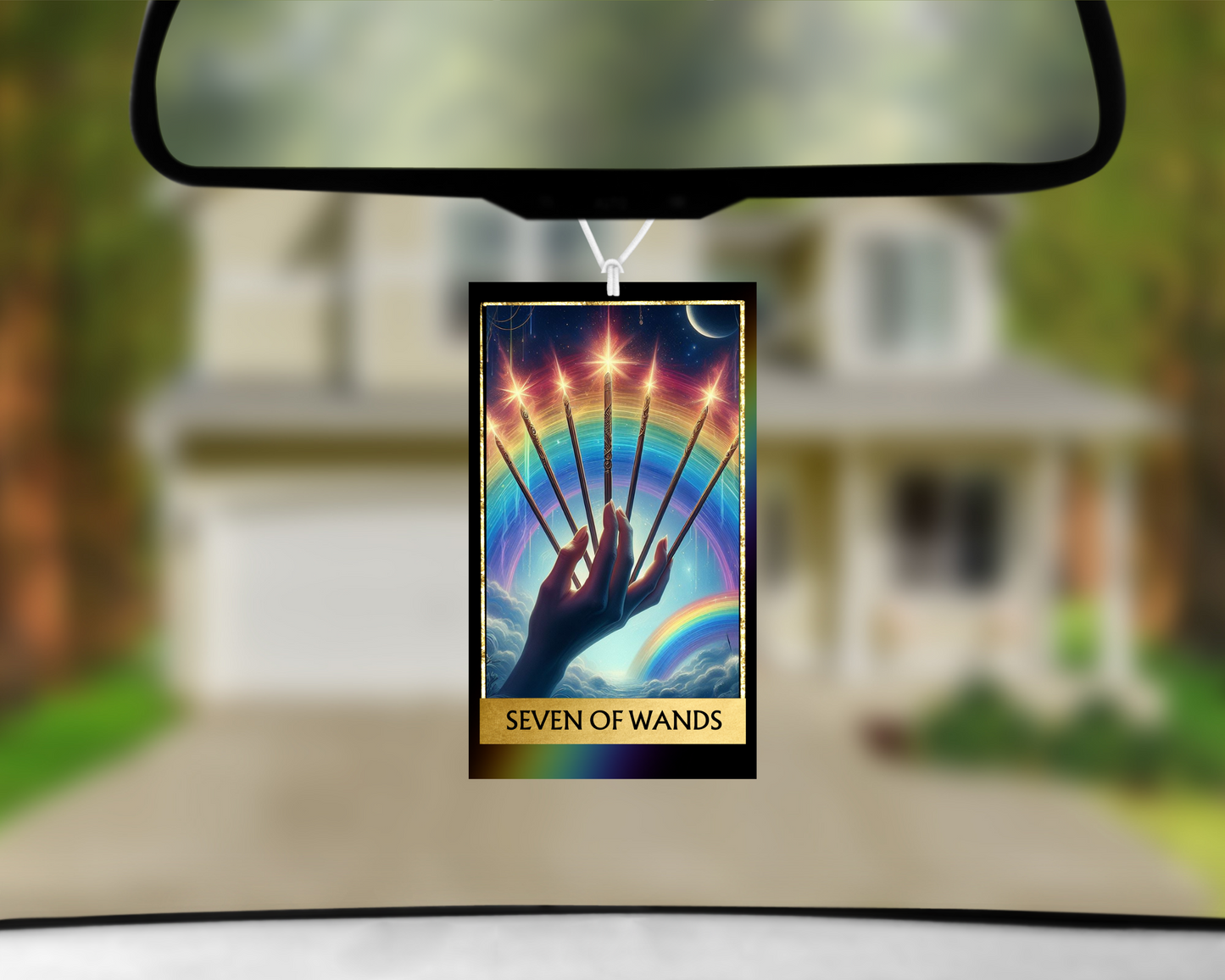 Seven Of Wands Tarot Card Car Air Freshener