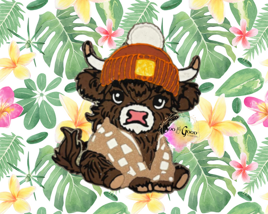 Winter Highland Cow Blinged Car Freshie