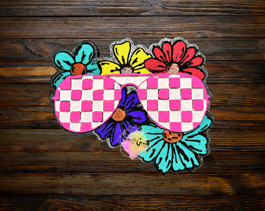Floral Checkered Sunglasses Blinged Car Freshie