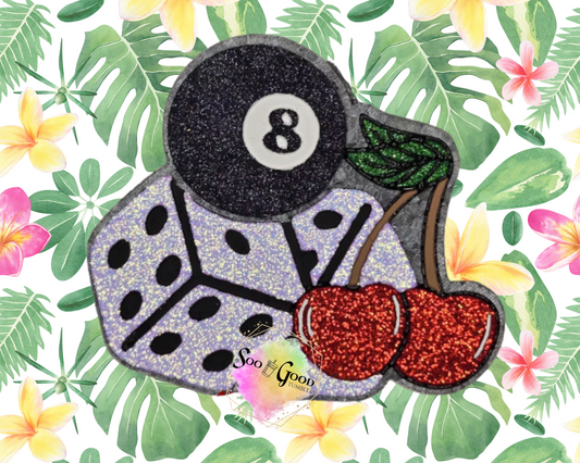 8 Ball, Dice & Cherries Blinged Car Freshie