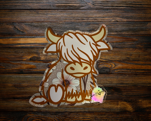 Highland Cow Cardstock Car Freshie (Style 4)
