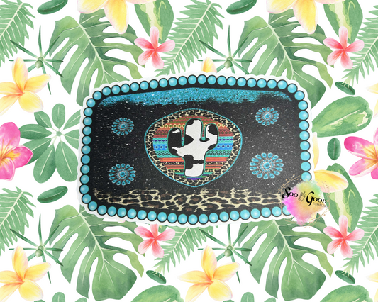 Belt Buckle (Cow Print Cactus) Cardstock Car Freshie