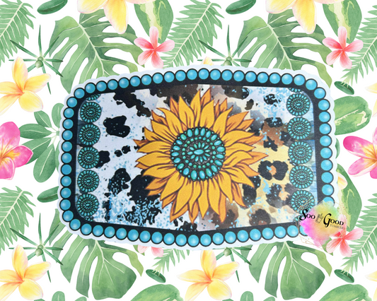 Belt Buckle (Turquoise Sunflower) Cardstock Car Freshie