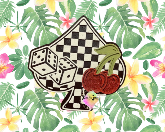 Spade, Cherries and Dice Blinged Car Freshie