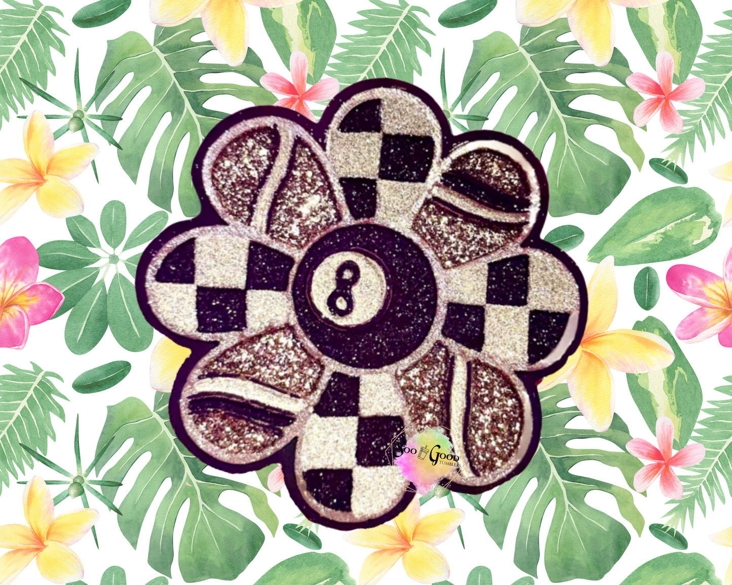 Eight Ball Flower Blinged Car Freshie