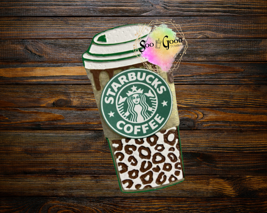 Leopard Coffee Cup Blinged Car Freshie