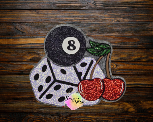 8 Ball, Dice & Cherries Blinged Car Freshie
