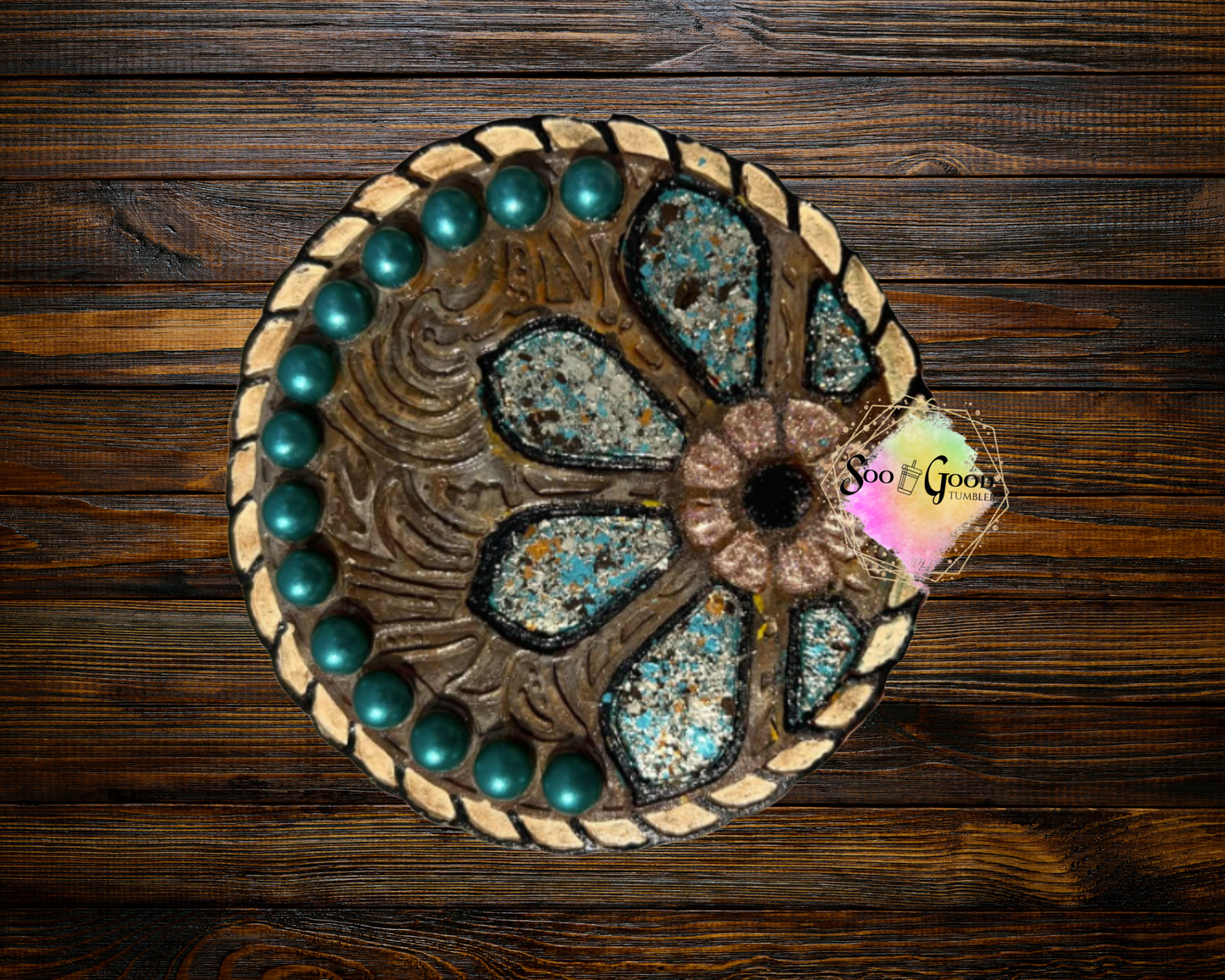 Leather Look Flower Blinged Car Freshie