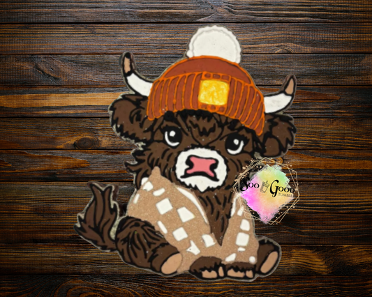 Winter Highland Cow Blinged Car Freshie