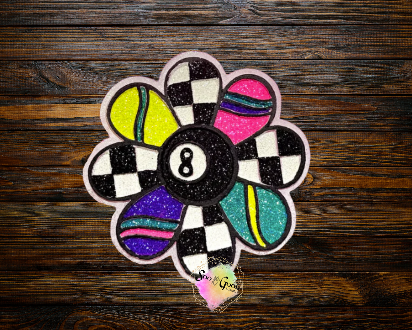 Eight Ball Flower Blinged Car Freshie