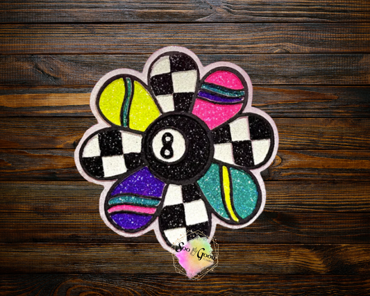 Eight Ball Flower Blinged Car Freshie