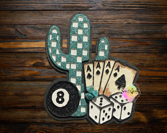 Western Gamblin Cactus Blinged Car Freshie