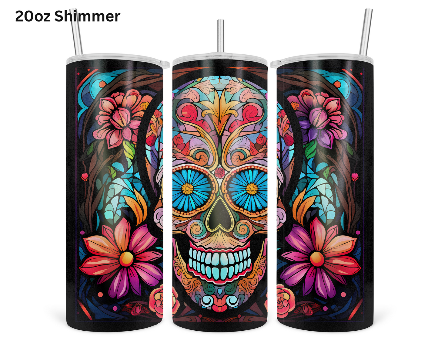 Blue Eyed Candy Skull Tumbler