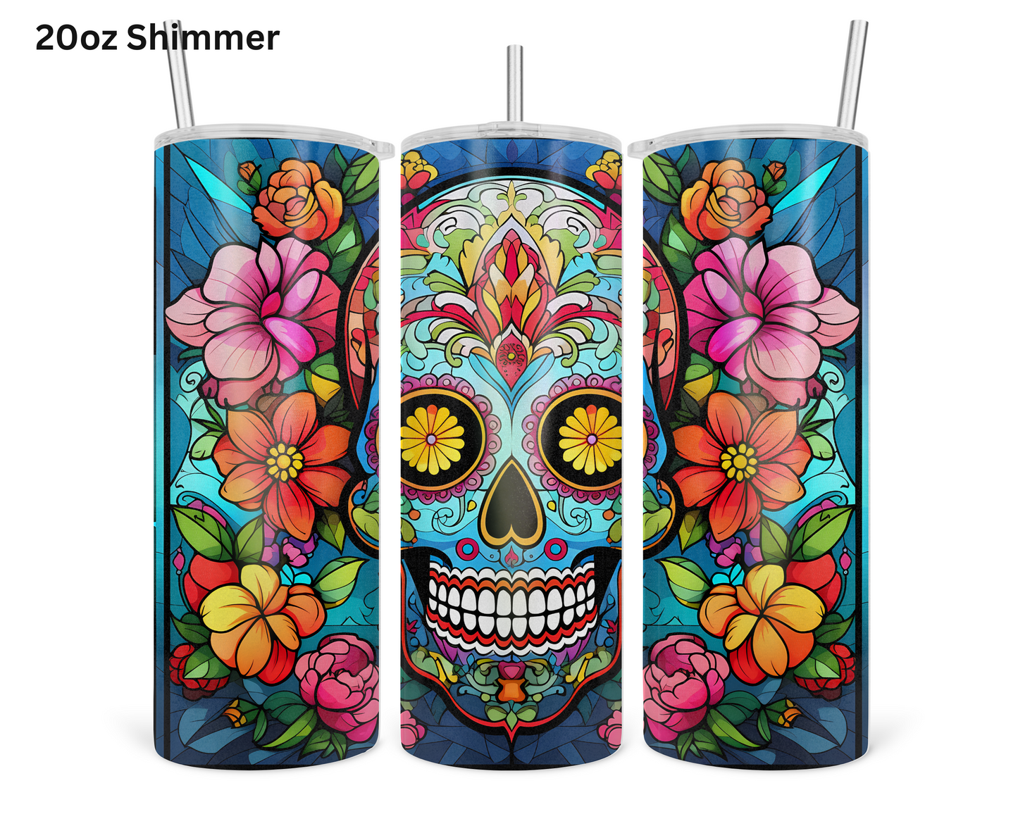 Yellow Eyed Candy Skull Tumbler