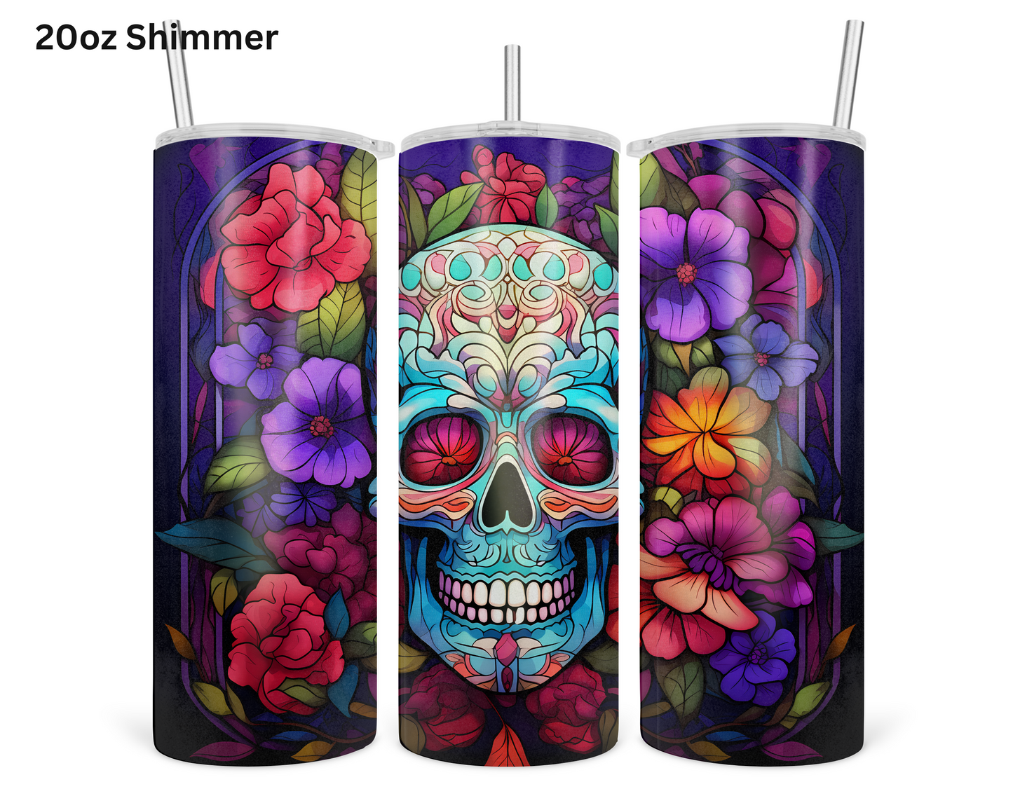 Red Eyed Candy Skull Tumbler