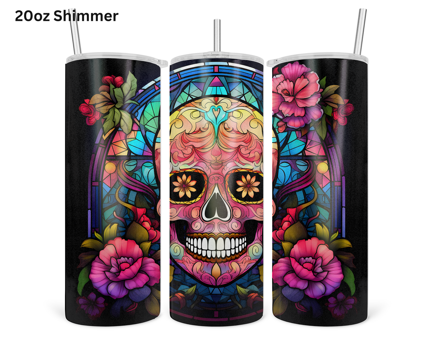 Pink Candy Skull Tumbler