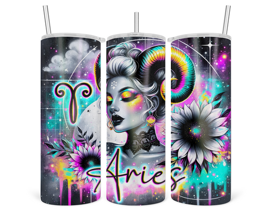 Neon Star Sign - Aries Tumbler (002)