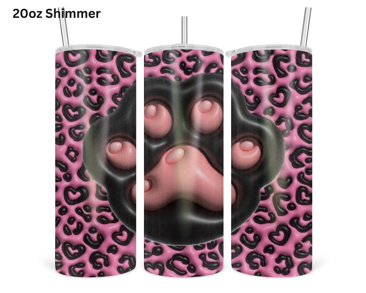 Puff Paw Print - Pink Tumbler