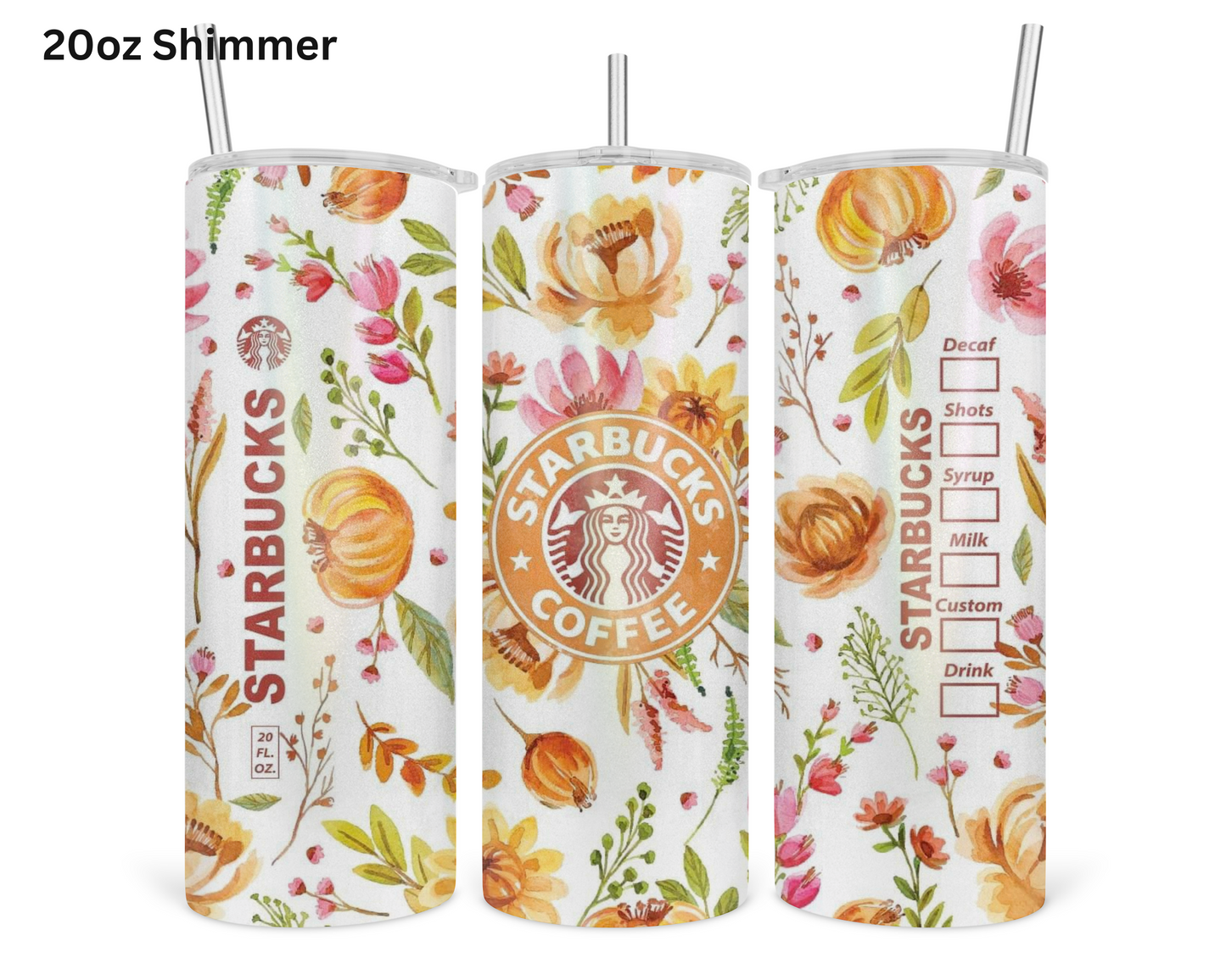 Floral Starbucks (Tangerine) Tumbler