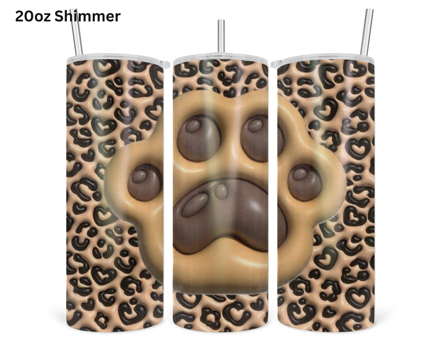 Puff Paw Print - Brown Tumbler