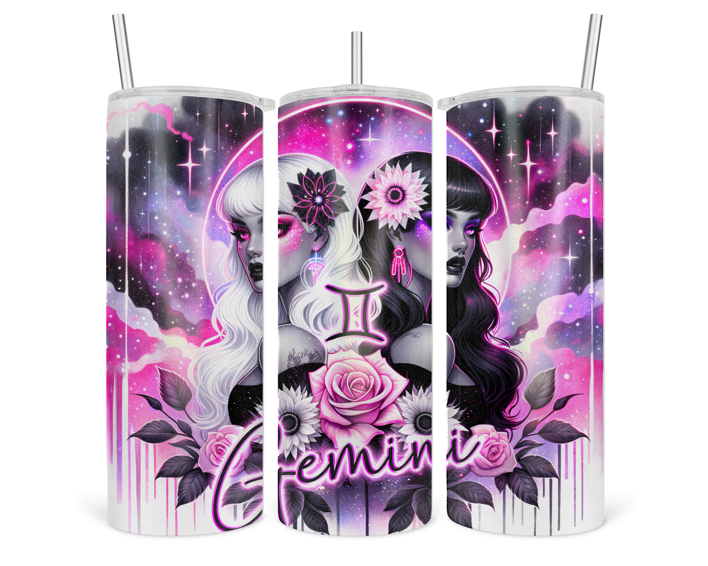 Neon Star Sign - Gemini Tumbler (006)