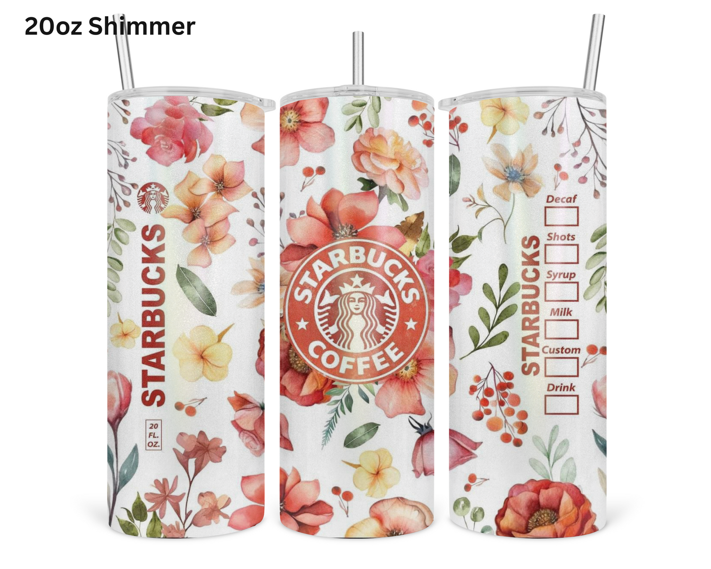 Floral Starbucks (Orange) Tumbler