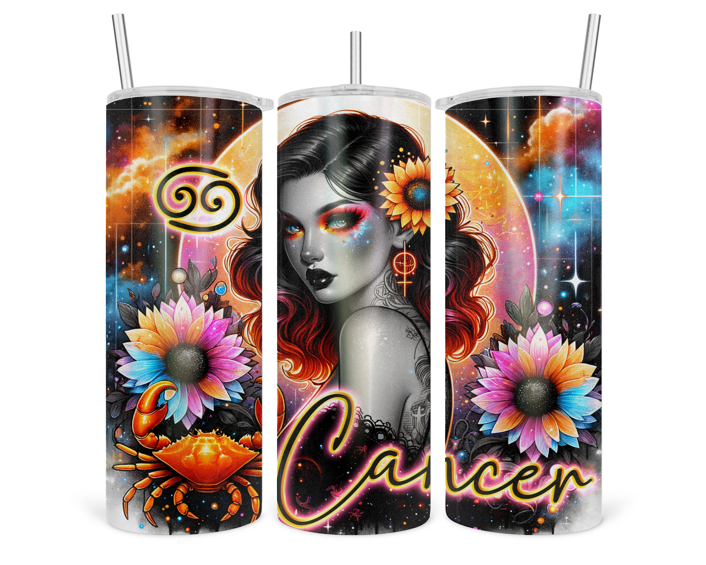 Neon Star Sign - Cancer Tumbler (004)