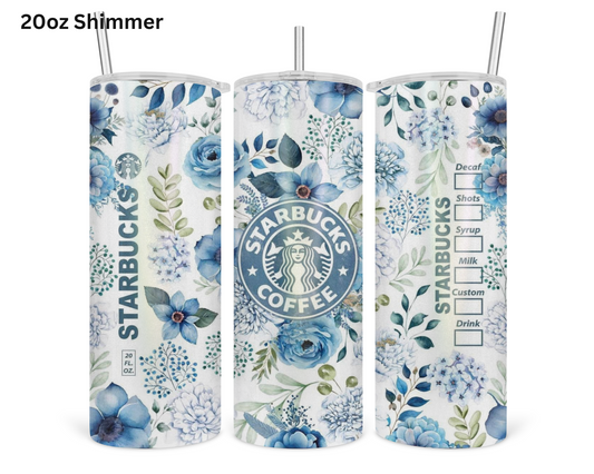 Floral Starbucks (Blue) Tumbler