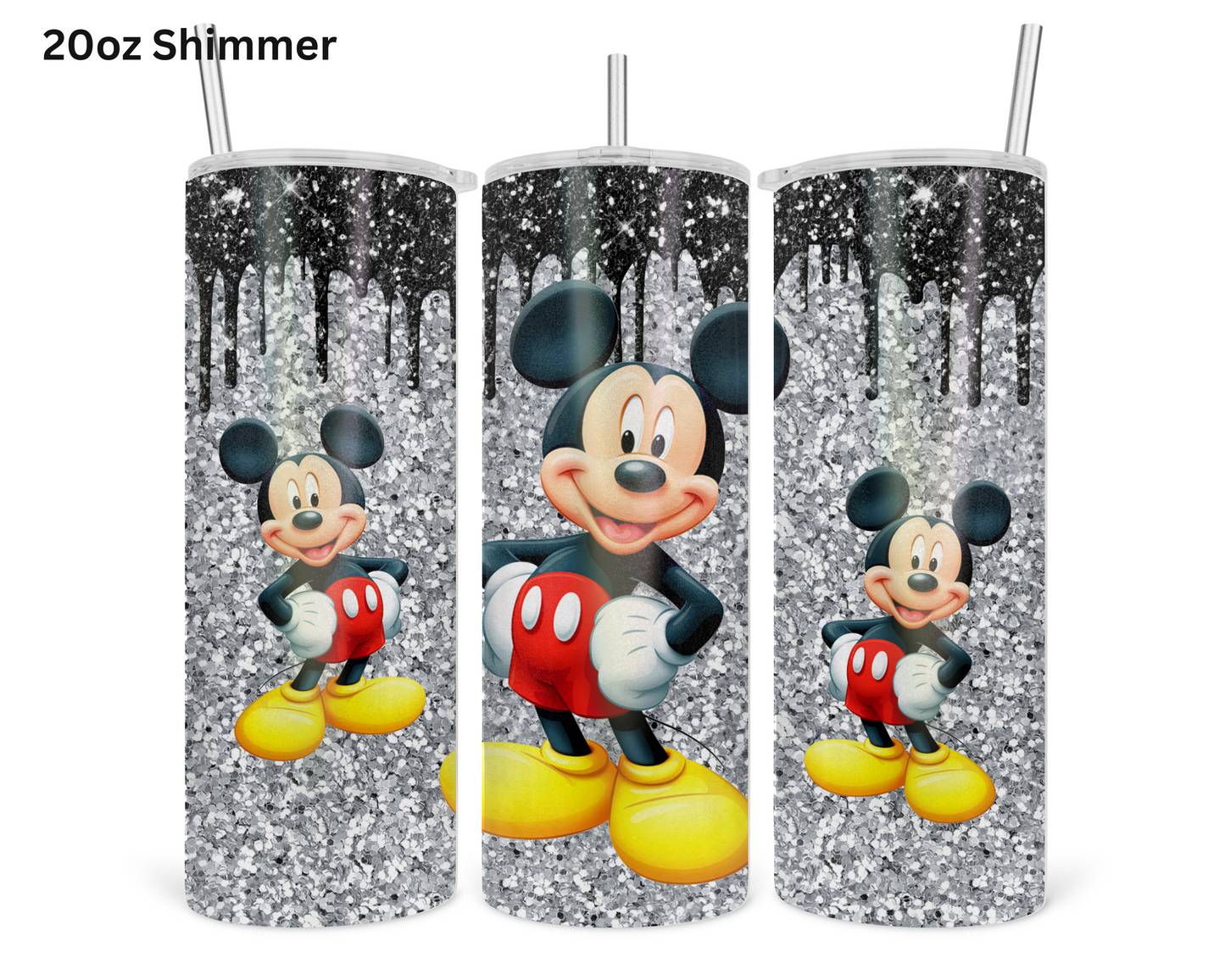 Black & Silver Glitter Mickey Tumbler