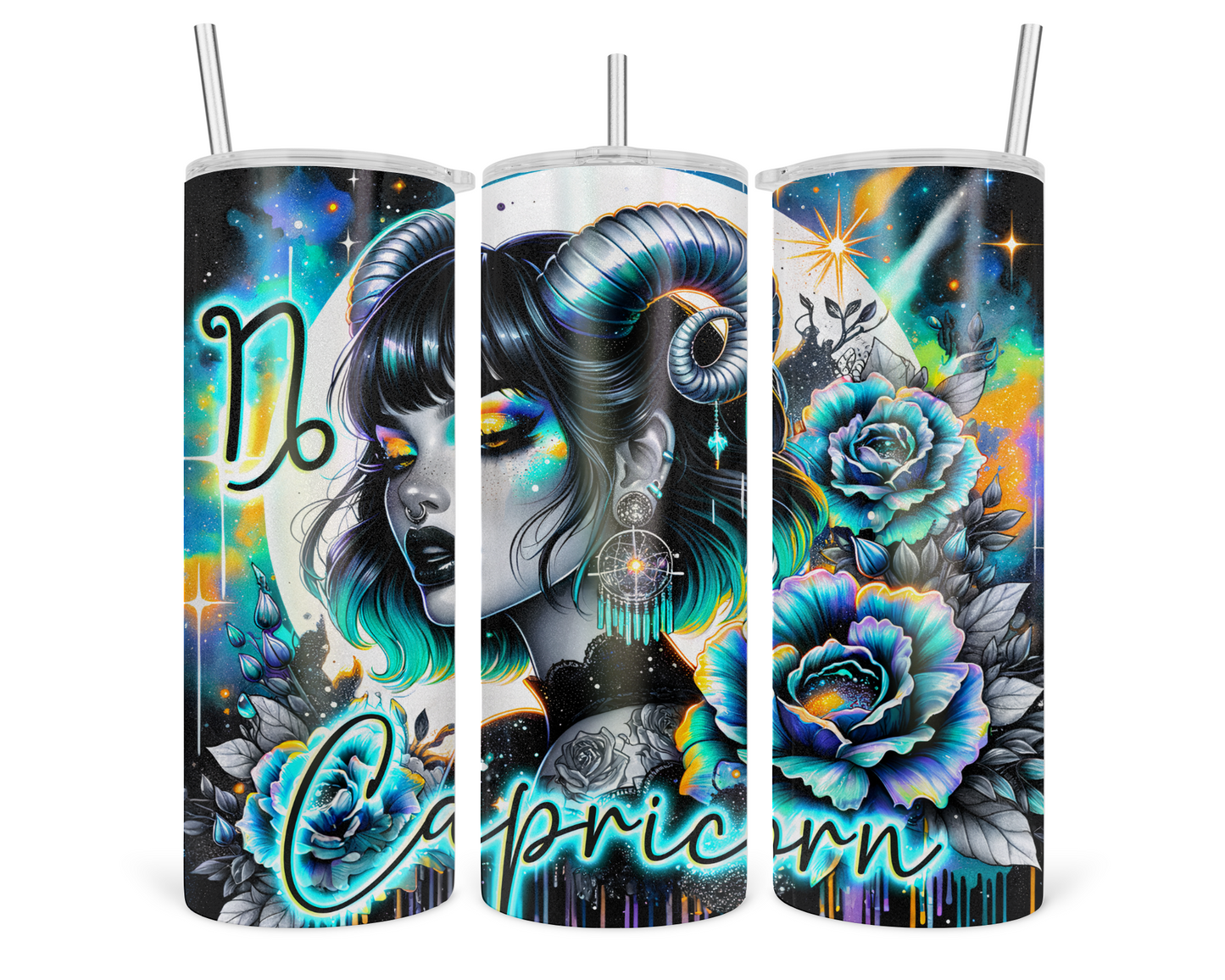 Neon Star Sign - Capricorn Tumbler (001)