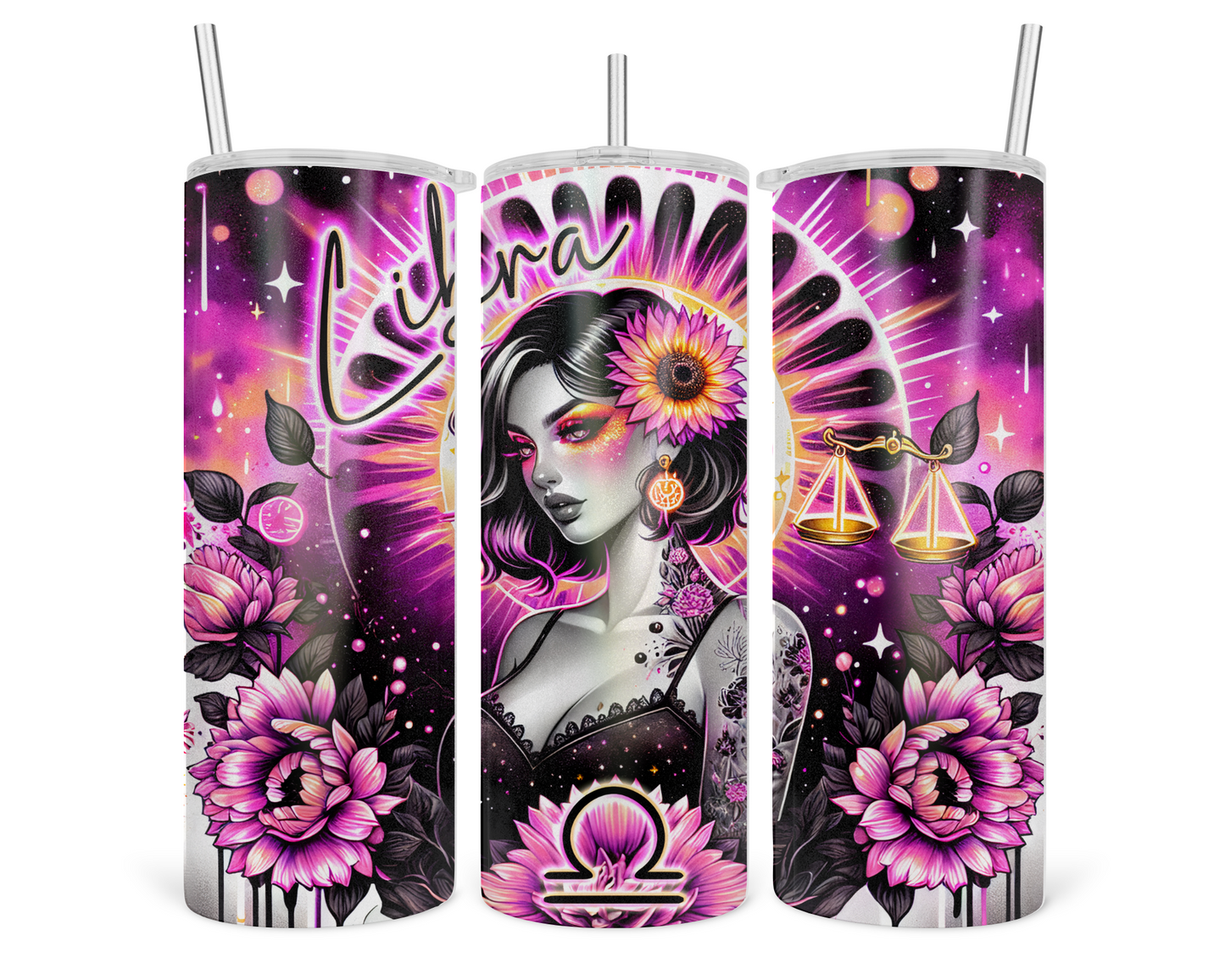 Neon Star Sign - Libra Tumbler (009)