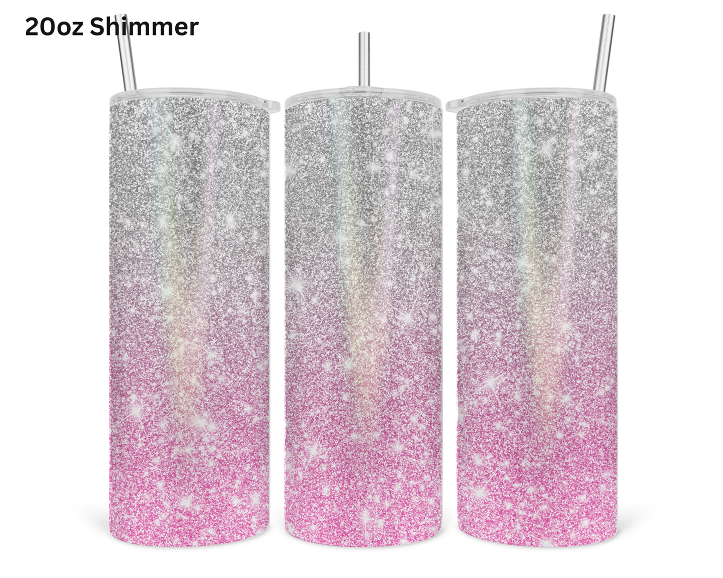 Silver Pink Glitter Tumbler