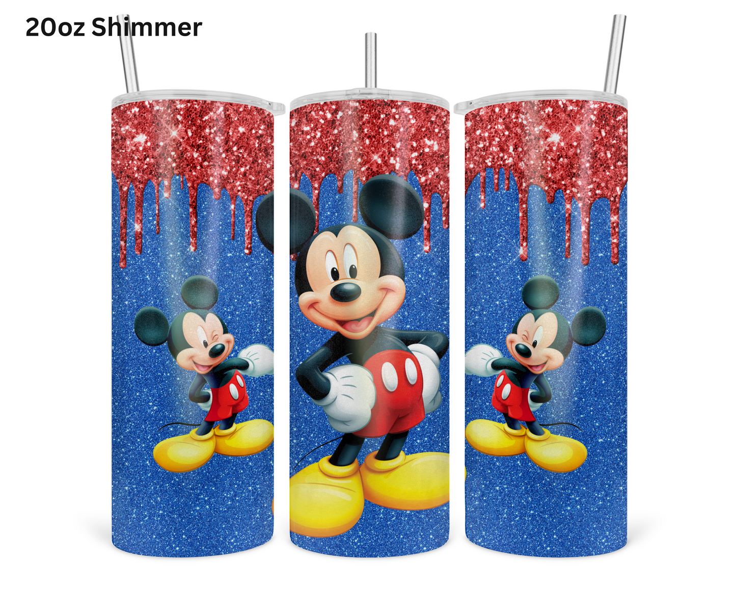 Blue & Red Glitter Mickey Tumbler