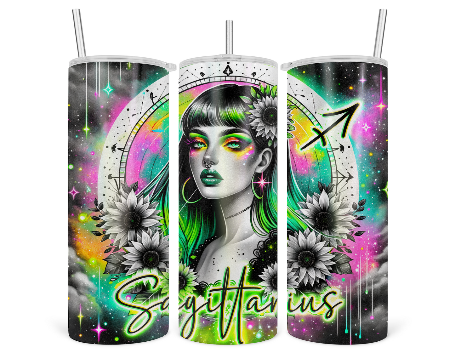 Neon Star Sign - Sagittarius Tumbler (011)