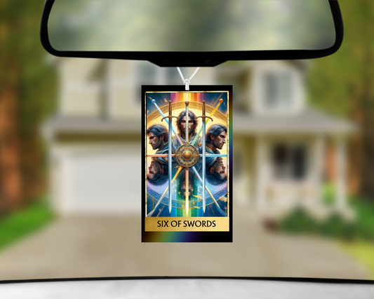 Six Of Swords Tarot Card Car Air Freshener