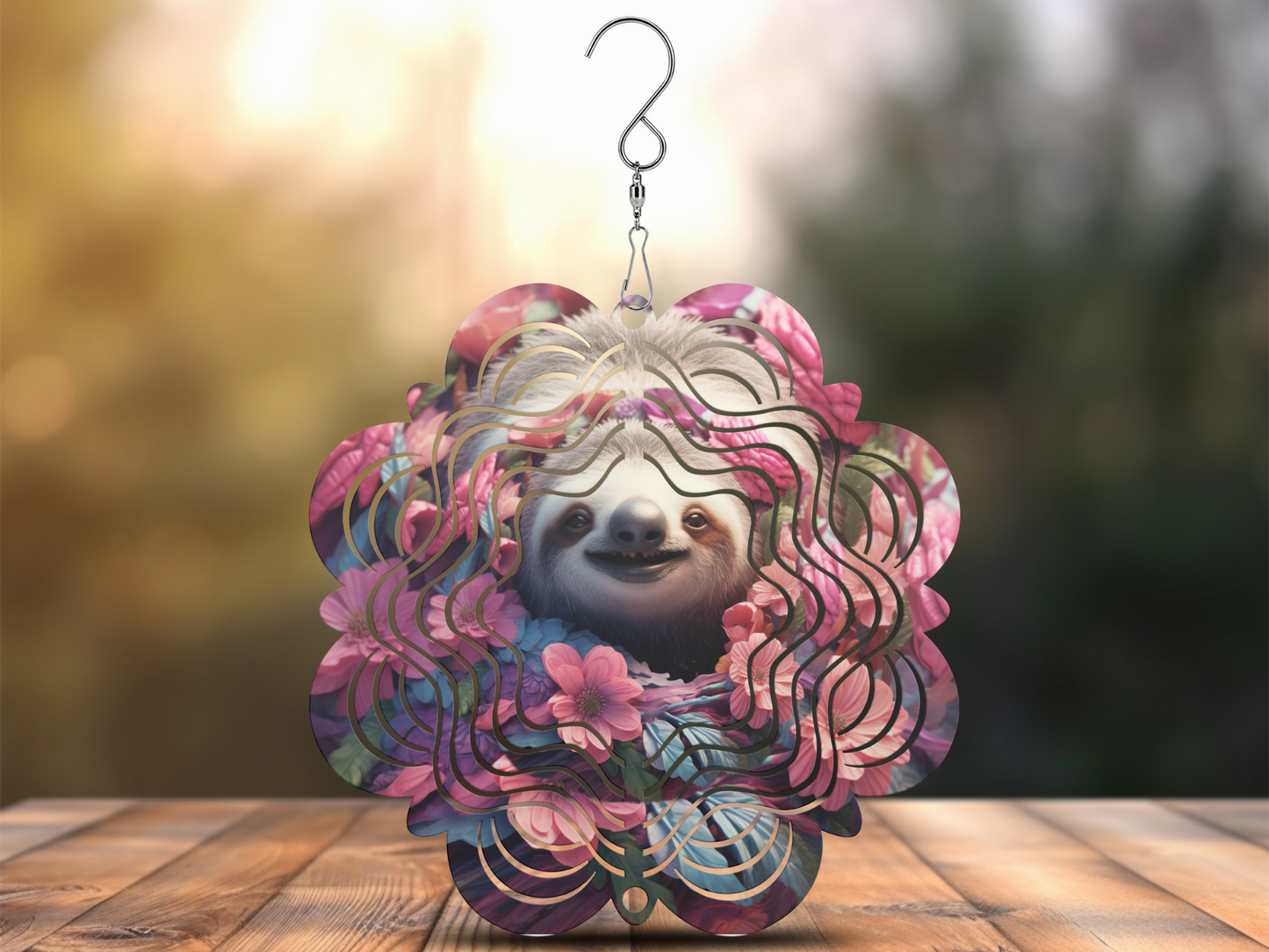 Sloth Flowerbed Wind Spinner