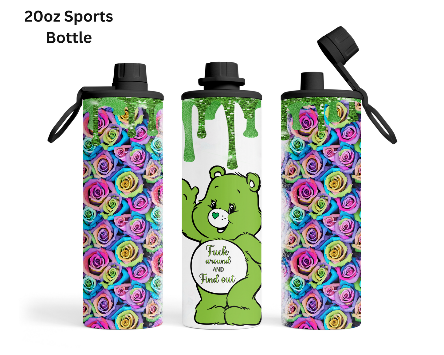 Fuxk Around & Find Out Green Carebear Tumbler