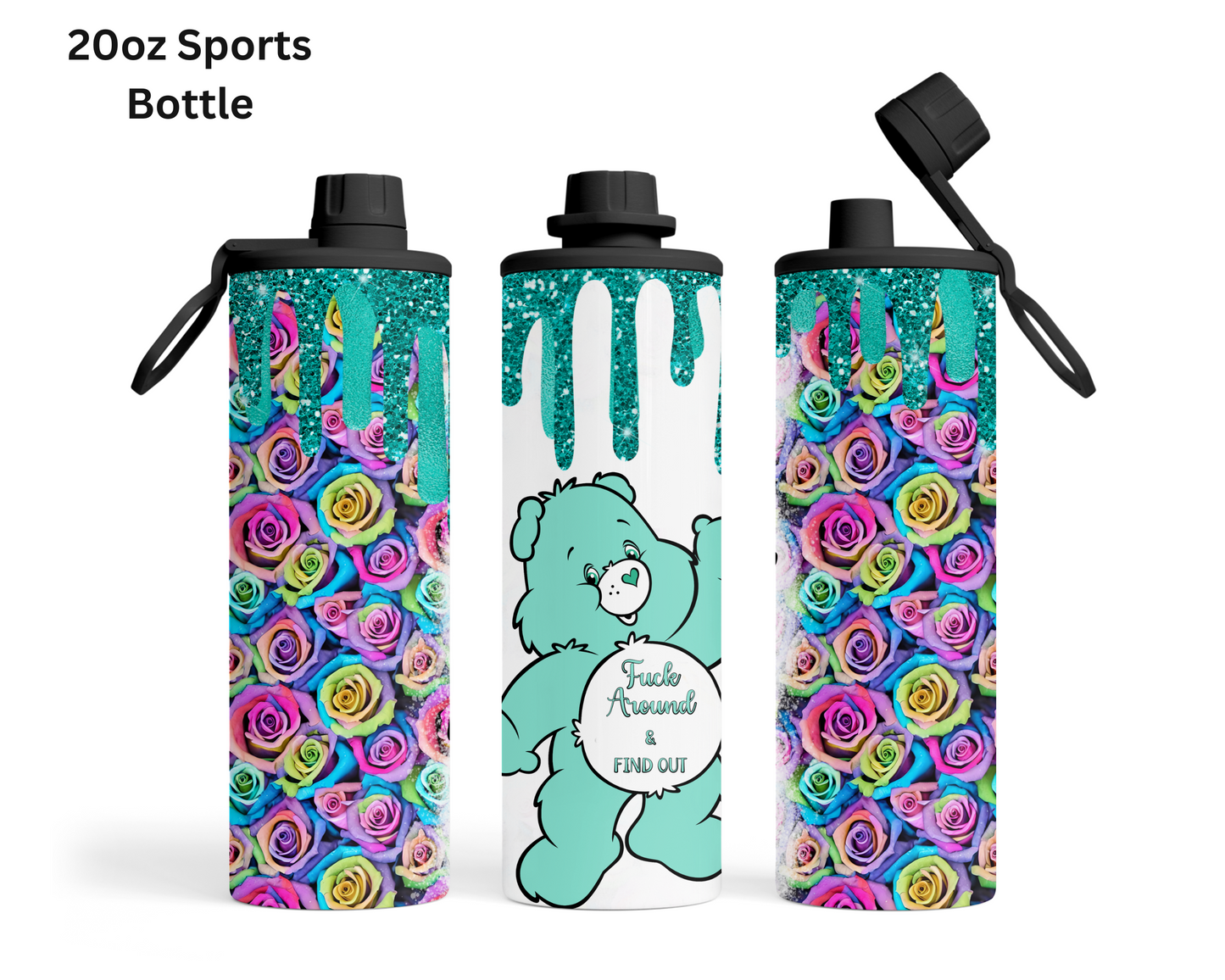 Fuxk Around & Find Out Teal Carebear Tumbler