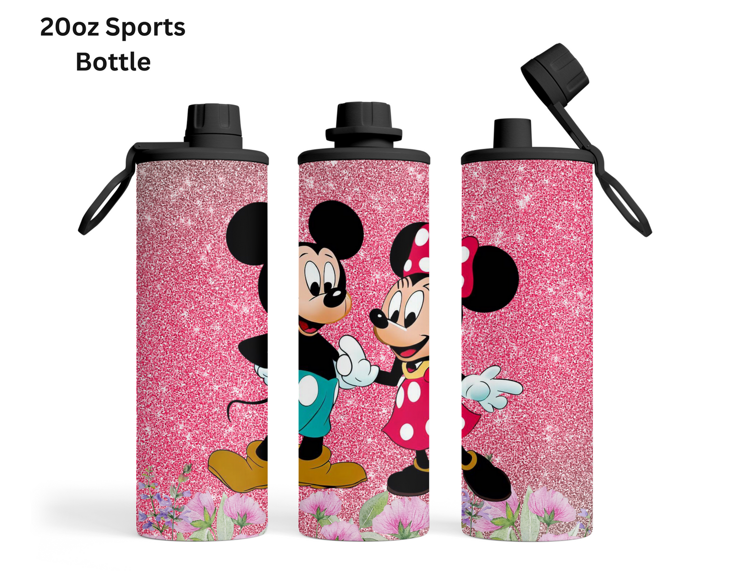 Mickey & Minnie Pink Glitter Tumbler