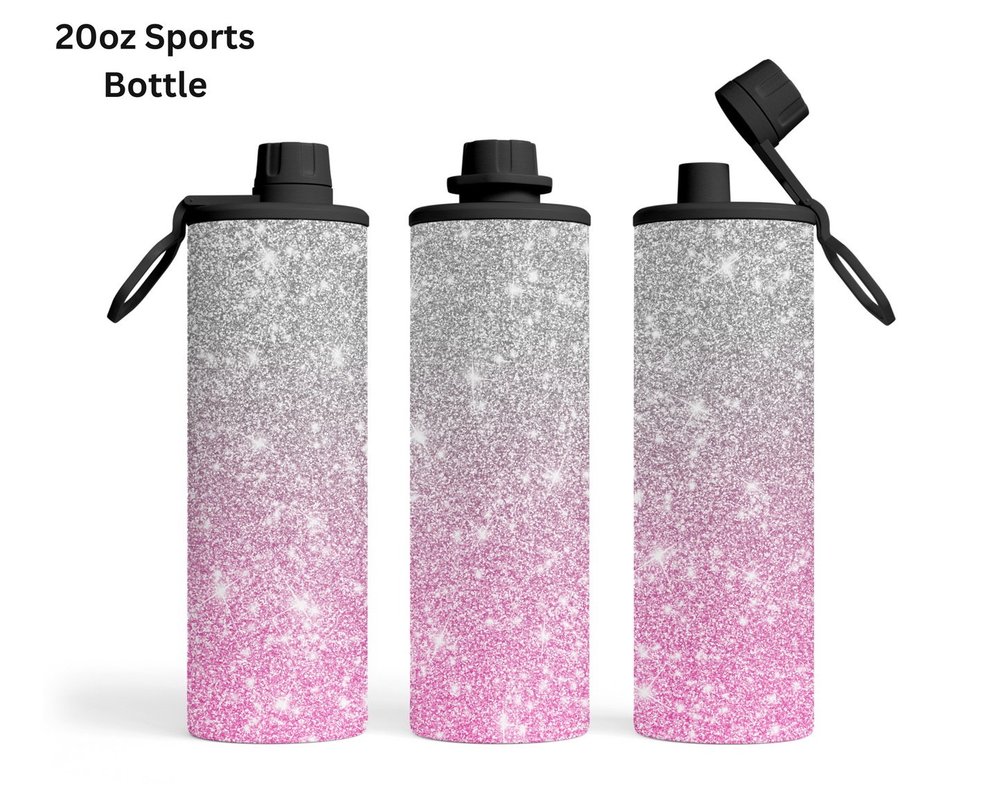 Silver Pink Glitter Tumbler