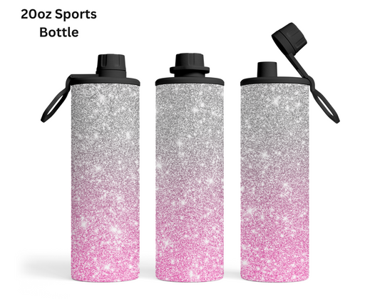 Silver Pink Glitter Tumbler