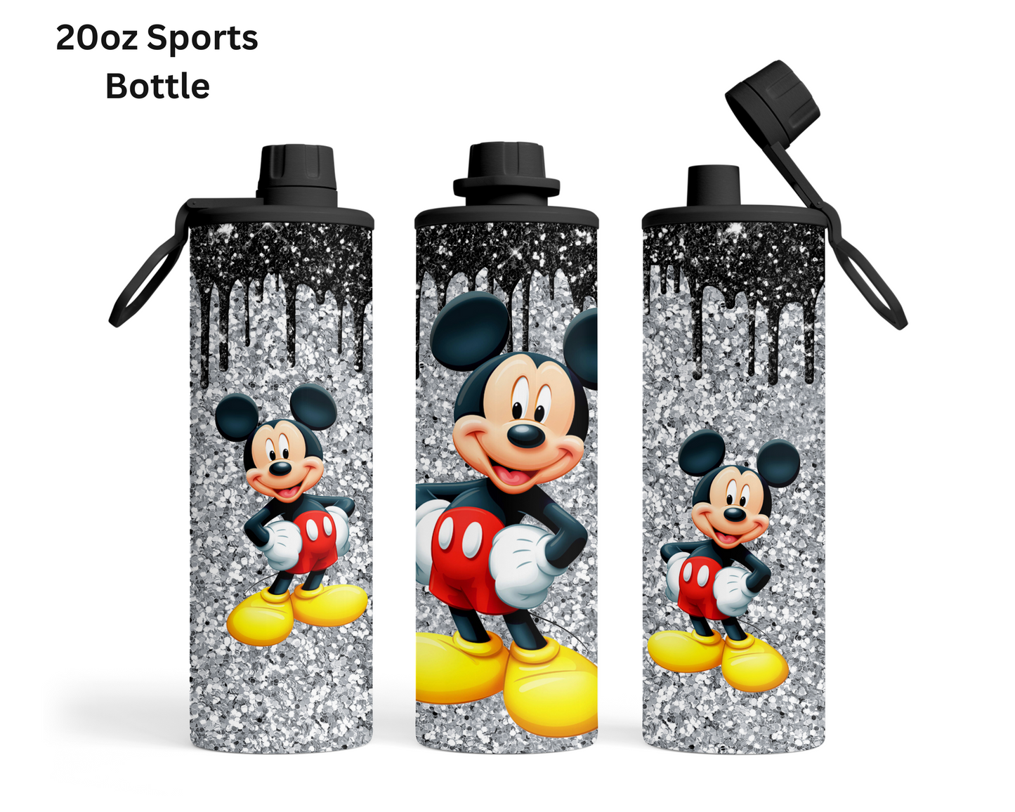 Black & Silver Glitter Mickey Tumbler