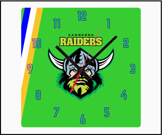 Canberra Raiders Sublimated Clock (Square)