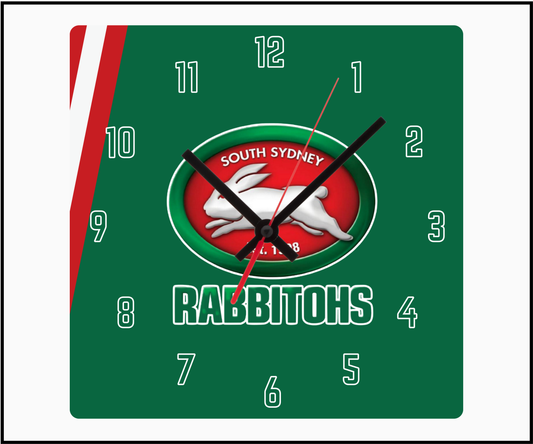 South Sydney Rabbitohs Sublimated Clock (Square)