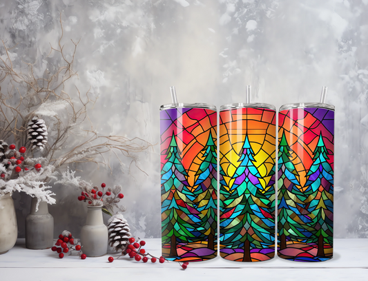 Stained Christmas Trees Tumbler