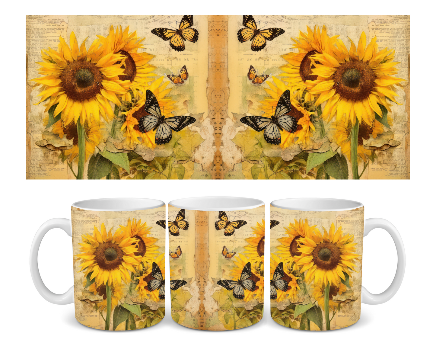 Sunflower Paper Ceramic Mug