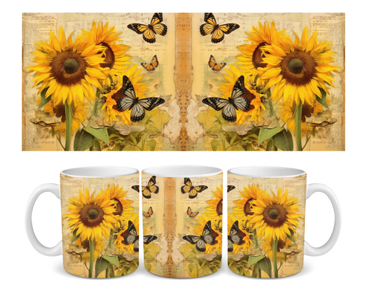 Sunflower Paper Ceramic Mug