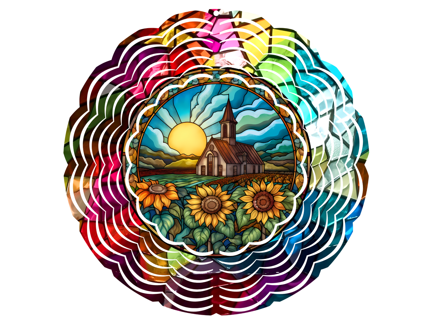 Sunflower Church Wind Spinner