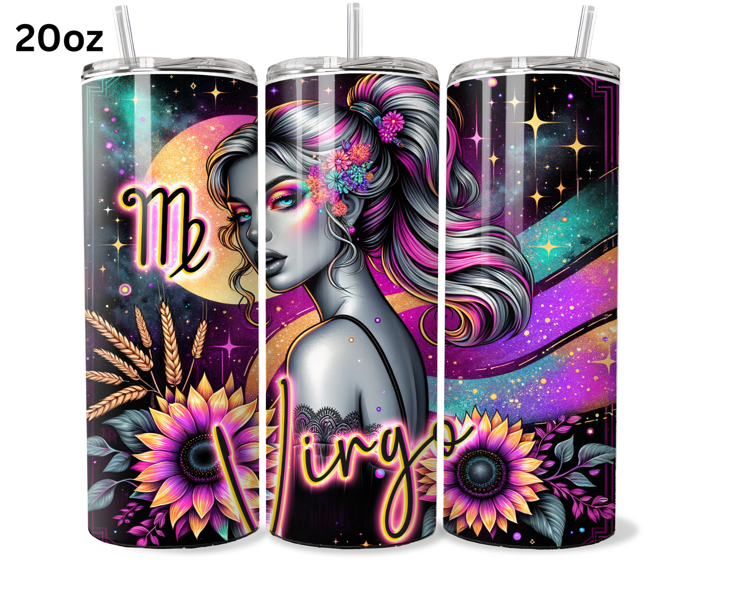 Neon Star Sign - Virgo Tumbler (003)